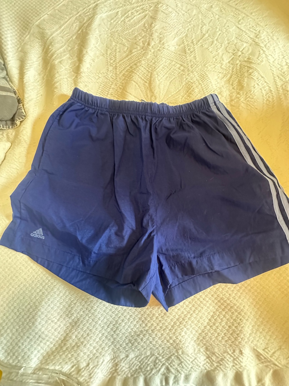 Vintage adidas Navy Athletic Shorts with White Stripes